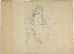 テーブルに座る少女 作： Berthe Morisot