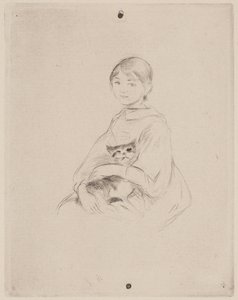 猫の少女（ジュリー・マネ） 作： Berthe Morisot
