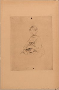 猫を連れた少女 1888年頃（エッチング） 作： Berthe Morisot
