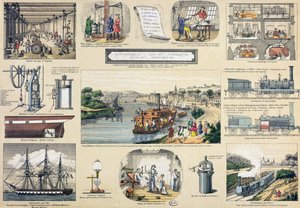 蒸気の歴史、19世紀半ばの教育教科書のイラスト 作： Bertmont