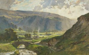 ワーフデールの太陽に覆われた丘 作： Bertram Priestman