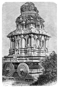 1895年、インドのハンピにある寺院の遺跡。 作： Auguste Bertrand
