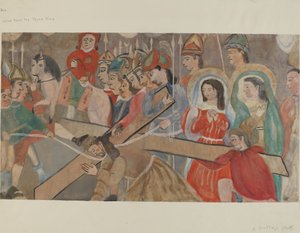 十字架の駅 No. 9: イエスは三度目に倒れる、c. 1936年。 作： Beulah Bradleigh