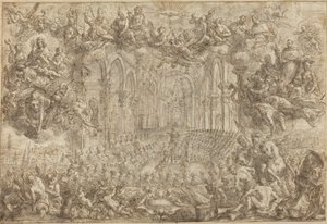 異端者を打ち負かす聖トマスとトレント公会議 作： Biagio Falcieri