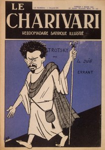 レオン・トロツキー (1879-1940) の似顔絵、流浪のユダヤ人、「Le Charivari」誌の表紙、1929 年 3 月 (カラー リソ) 作： Bib