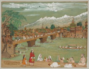 1872年のスリナガルの眺め 作： Bishan Singh