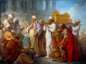同盟の箱舟の前のソロモン ブレイズ・ニコラ・ル・スール（1716-1783）の絵画 1747年 日。0,96x1,27 m Caen, Musee des Beaux Arts 作： Blaise Nicolas Le Sueur