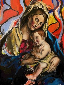 Madonna And Child, c.2020 (Acrílico sobre tela) 作： Blake Munch