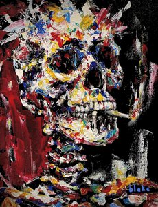 Skull With Spliff, n. 2021-22 (akryyli kankaalle) 作： Blake Munch