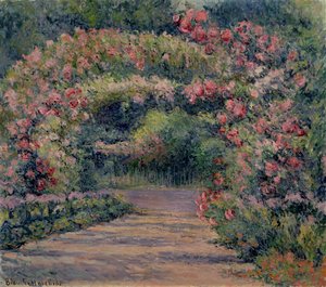 ジヴェルニーのローズ アーバー (キャンバスに油彩) 作： Blanche Hoschede Monet
