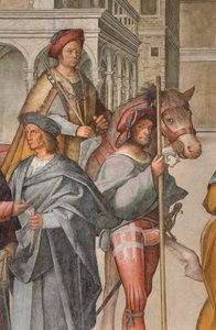 中央身廊、北側第1スパン、ポルタ・アウレアでの聖ヨアヒムと聖アンナの出会い、ボッカチーノ Boccaccino 1514-15年、詳細 作： Boccaccio Boccaccino