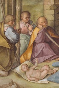中央身廊、北側第4スパン、「羊飼いの礼拝」 ボッカッチョ Boccaccino 1516-17年、詳細 作： Boccaccio Boccaccino