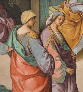 中央身廊、北側第2スパン、「聖母の誕生」 ボッカッチョ Boccaccino 1514-15年、詳細