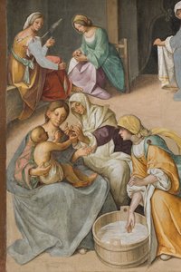 中央身廊、北側第2スパン、「聖母の誕生」 ボッカッチョ Boccaccino 1514-15年、詳細