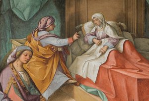 中央身廊、北側第2スパン、「聖母の誕生」 ボッカッチョ Boccaccino 1514-15年、詳細 作： Boccaccio Boccaccino
