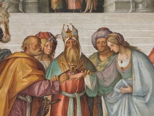 中央身廊、北側第2スパン、「聖母の結婚」 ボッカチーノ Boccaccino 1514-15年、詳細 作： Boccaccio Boccaccino