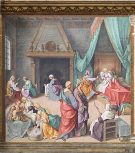 マリアの降誕、フレスコ画 作： Boccaccio Boccaccino