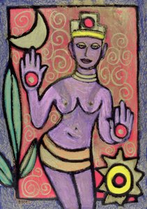 女神、2002（油彩、パステル、紙に墨） 作： Bodel Rikys
