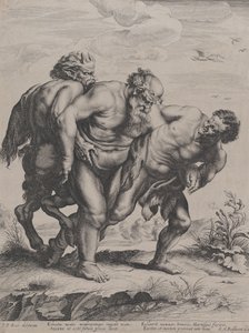 サテュロスと牧神に支えられた酔ったシレノス、1625-5 作： Boetius Adams Bolswert