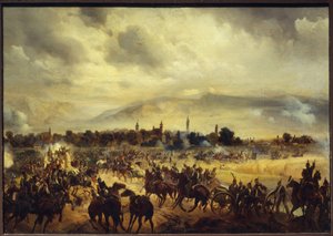 1849 年のハンガリー独立戦争の場面 (1849 年のハンガリー独立戦争の場面)。 Gottfried (Bogdan Pavlovich) Willewalde (1818-1903) による絵画、木に油彩 作： Bogdan Willewalde