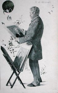 Edmond Huot de Goncourt (1822-96), 「La Revue Illustree」の表紙イラスト。1888年4月15日（リトグラフ） 作： Boileau Boileau