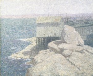 チャイニーズ フィッシング ビレッジ、モントレー ベイ、カリフォルニア州 (キャンバスに油彩) 作： Bolton Coit Brown