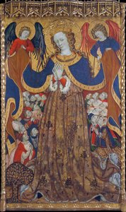 La Vierge de Misericorde - Peinture de Bonanat Zaortiga (actif 15eme siecle)、木にテンペラ (223x126.8 cm)、1430 年頃 - 慈悲の聖母、Bonanat Zaortiga によるパネルにテンペラ、1430 年頃 - Museu Nacional d