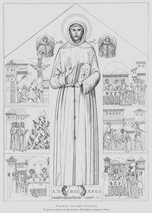 アッシジの聖フランシスコの肖像（リトグラフ 作： Bonaventura Berlinghieri
