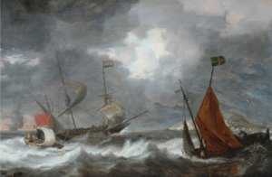 帆船との暴風雨 作： Bonaventura I Peeters