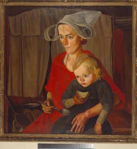 貧困 - ボリス・ドミトリエビッチ・グリゴリエフ (1886-1939) 作、キャンバスに油彩 (79x79 cm)