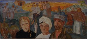 1917年のシリーズ「ロシアの顔」からの農民の土地 作： Boris Dmitrievich Grigoriev