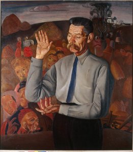 作家マキシム ゴルキ (1868-1939) の肖像 - ボリス ドミトリエビッチ グリゴリエフ (1886-1939) の絵画、キャンバスに油彩 作： Boris Dmitrievich Grigoriev