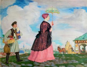 購入した商人女性、1920 作： Boris Mikhailovich Kustodiev