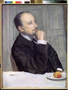 アーティスト Evgeny Evgenyevich Lanceray (Eugene Lancere) (1875-1946) の肖像 (アーティスト E. Lanceray の肖像)。 Boris Michaylovich Kustodiev (Koustodiev) (1878-1927) の作品、ダンボールにテンペラ