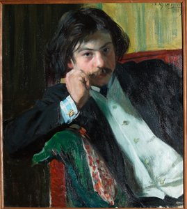 詩人ジャンコ・ラブリン (1887-1986) の肖像画。 Peinture de Boris Michailovich Kustodiev (Kustodiev) (1878-1927), Huile Sir Toile 作： Boris Mikhailovich Kustodiev
