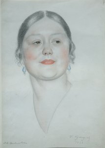 マリアドミトリエフナショスタコービッチの肖像、1923年 作： Boris Mikhailovich Kustodiev