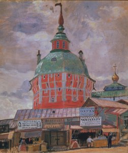 聖セルギウスの三位一体修道院の赤い塔、1912 作： Boris Mikhailovich Kustodiev