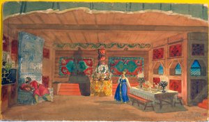 オペラの舞台デザインニコライ・リムスキー＝コルサコフ作「1919年の花嫁」 作： Boris Mikhailovich Kustodiev