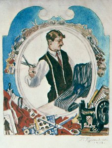 「テーラー」、1918年。 作： Boris Mikhailovich Kustodiev