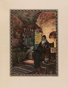 ピメン。 A.プーシキンによるドラマボリスゴドゥノフのイラスト、1927年。 作： Boris Vasilievich Zvorykin