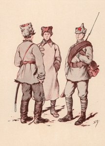 ソビエト赤軍の兵士たち（カラーリトグラフ