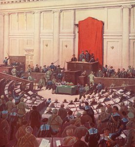 10月革命後、ペトログラードで開催された唯一のロシア制憲議会 作： Boris Vasilievich Zvorykin