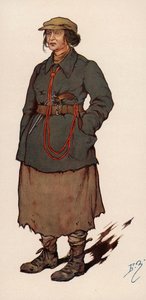 ロシア革命後に設立されたソ連の秘密警察「チェカ」の女性エージェント（カラーリトグラフ 作： Boris Vasilievich Zvorykin