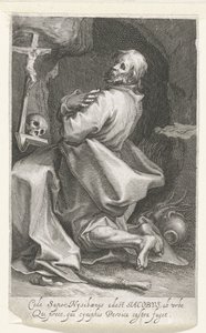 Heilige Jacobus van Nisibis als kluizenaar Cede sapor Nysibaenus (...) ペルシカはキャンプから逃げる (オブジェクトのタイトル) Kluizenaars (シリーズタイトル) 聖なる鏡の前で (…) 父たちに翼を与える (連載タイトル) 作： Boëtius Adamsz. Bolswert