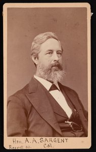 アーロン・オーガスタス・サージェントの肖像、1827～1887年、1881年以前。 作： Brady