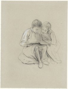 読書する 2 人の子供