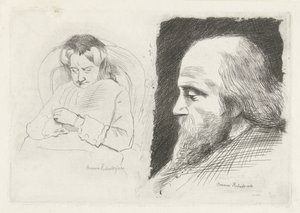 座っている女性と男性の肖像画 作： Bramine Hubrecht