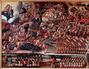 グァララペスの戦いを表現したエクスボト 作： Brazilian School