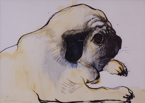 ホガース、1982（紙にトイレとペンとインク） 作： Brenda Brin Booker