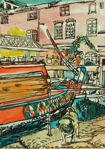 Pug at Dingwalls Lock （水彩・紙 作： Brenda Brin Booker